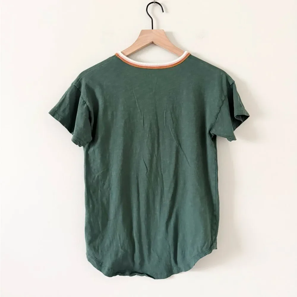 Madewell Whisper Cotton Short Sleeve Ringer Tee in Green Size S - Picture 6 of 6
